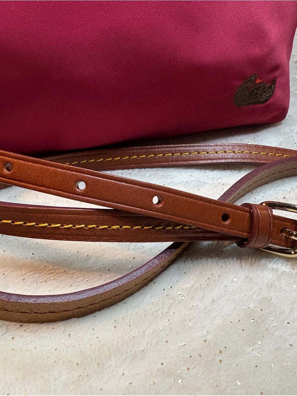Dooney & Bourke Red Nylon Crossbody Bag Leather Strap Duck Logo - Picture 12 of 16
